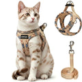 Zelvian Cat Harness and Leash Set for Walking, Escape Proof Adjustable Soft Mesh Kitten Harness with Reflective Strips, Breathable No-Choke Pet Vest for Medium Cats or Small Dogs(Beige,M)