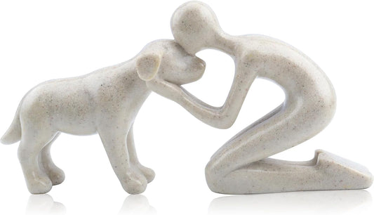 Human and Dog Statue Pet Memorial Gifts for Home Shelf Decor