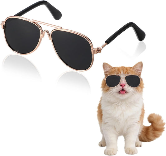 PETAXCELL Dog Sunglasses, Retro Dog Kittens Glasses Classic Metal Glasses Cosplay Costume Photo Props Cute Mini Eyewear, (Round, Purple Lens), Intended for Cat/Puppies/Small Pets