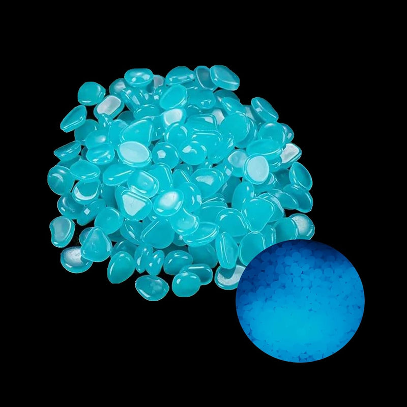 100pcs Glow in The Dark Pebbles Stones, DIY Decorative Luminous Stones, Blue Glowing Rocks for Garden Lawn Yard, Walkway