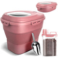 TIOVERY Dog Food Storage Container, Airtight Collapsible 13lb to 30lb Pet Food Container with Flip Top, Rolling Wheel, Scoop and a small container for Dog Cat Food and Dry Food of Rice, Flour