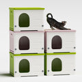 Plastic Cat House for Outdoor Indoor Use, Stackable Feral Cat Shelter Indoor Cat House Weatherproof Waterproof Elevated (Green)