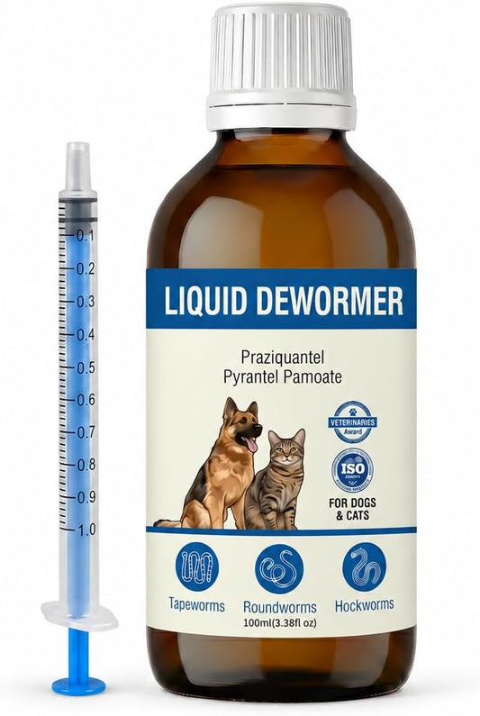Liquid Dewormer for Dogs & Cats, Praziquantel & Pyrantel Pamoate, 100 mL