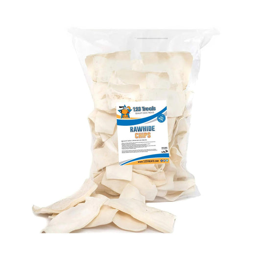 123 Treats Rawhide Chips, Premium Dog Chews from Natural Grass Fed Livestock with No Hormones, Additives or Chemicals, Tasty Long Lasting for Dogs, Improve Oral Health, 2 Lbs