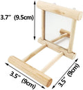 Bird Mirror with Swing and Perch for Parakeets Cockatiels Lovebirds Finches - Wooden Interactive Hanging Cage Toy, 3.7 x