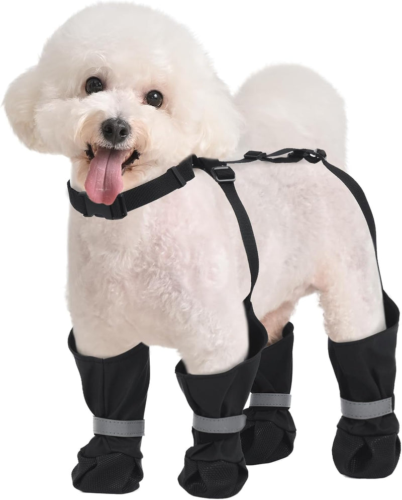 Dog Suspender Boots, Anti-Slip & Fall Waterproof Dog Shoes Leggings, Dog Paw Protector for Small Medium Dogs, Adjustable