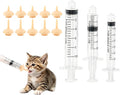 Pet Feeding Syringe with 10pcs Silicone Nipples, Kitten Nursing Syringe for Newborn Puppies, Cat, Dog,Rabbits, Squirrels