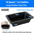 Cididu 2 Pack Rubber Feeder Pan, 10 Quart Large Horse Trough Feeder Bucket, Heavy Duty 2.5 Gallon Chicken Dust Bath Tub 