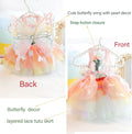 Rainbow Butterfly Dog Dresses for Small Dog Girl Puppy Lace Tutu Princess Dress Cat Outfit Pet Butterfly Costume for Kit