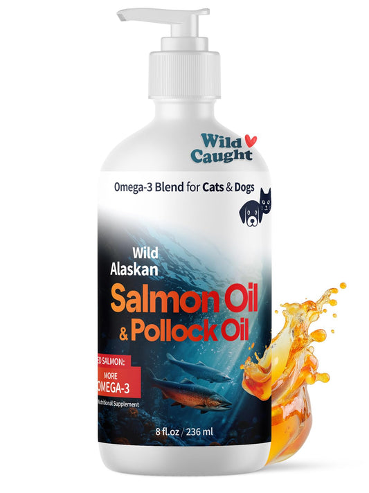 Medsmehappy Wild Alaskan Omega 3 Salmon Oil for Dogs - Fish Oil for Dogs Natural Liquid - Must-Have Cat & Dog Essentials for Health - Cat and Dog Supplies Supports Skin & Coat - 8 Fl. Oz