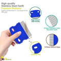 3 Pack Dog Grooming Comb, Flea Lice Pet Combs, Stainless Steel Cat Combs with Rounded Teeth, Double Sided Professional T