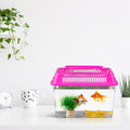 HANABASS Portable Fish Tank Handheld Aquarium with Handle Transparent Plastic Mini Fish Box for Turtle Hamster Pet Breed
