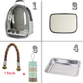 Bird Traval Carrier Cage, Clear Space Capsule Astronaut Backpack to Carry Parakeet Cockatiel Parrot with Metal Tray Wood Perch, Vet Transport School Bag