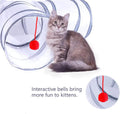 Alicedreamsky Cat Tunnel, Collapsible Tube with 1 Play Ball Toys, 3 Ways Tunnels for Indoor Cats, Puppy, Kitty, Kitten, Rabbit (White and Gray)