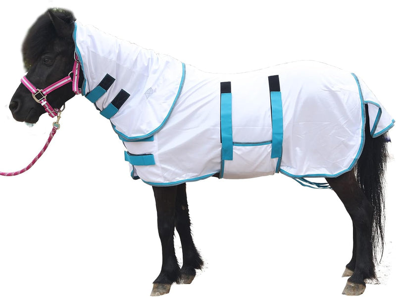 Mini Horse & Pony Mesh Fly Sheet with Neck & Belly Wrap White 46