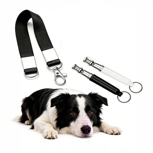 Liedrg 2 Pack Adjustable Ultrasonic Dog Whistles, Silent Dog Training Whistles for Recall & Behavior Guidance, with Lanyard (Black & White)
