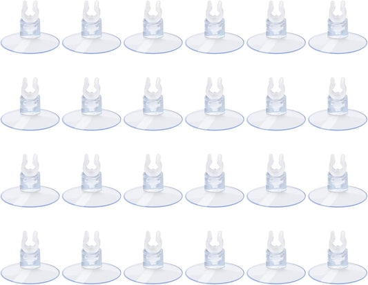 AQUANEAT Aquarium Suction Cups, for Fish Tank Airline Tubing, with Clips 3/16" air Hose Holder, 24pcs (Clear)