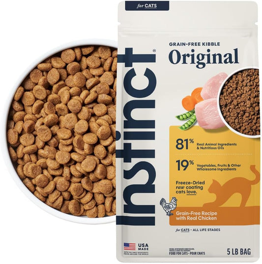 Instinct Original Dry Cat Food, Raw Coated Kibble, High Protein, Grain Free Recipe - Real Chicken, 5 lb. Bag
