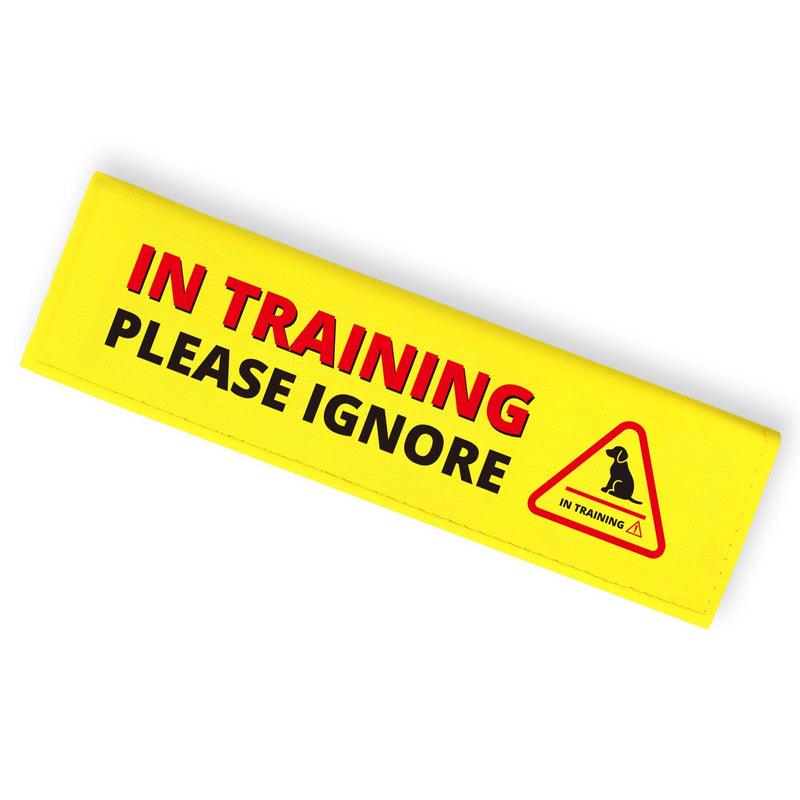 Funny Yellow Pet Dog Leash Wrap Hanging ID Patch Tag, in Training Please Ignore Dog Leash Alert Sign for Pet Birthday Gift