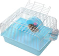 Small Pet Hamster Cage with Running Wheel Water Bottle Food Basin Portable Carrier House Mice Home Habitat for Going Out