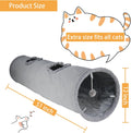 Terunat Cat Tunnel for Indoor Cats, 51×12 inch Foldable Big Cat Tunnel, Grey Suede Pet Tunnels with Two Peepholes and a Bubble Ball