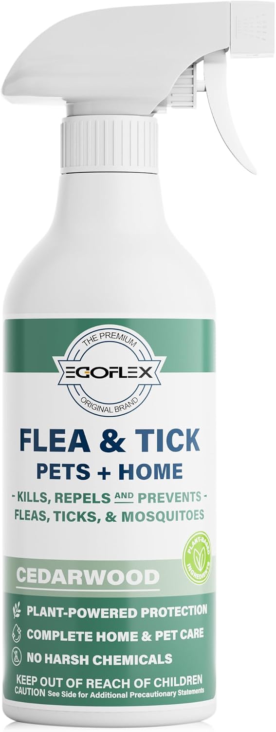 Flea Spray for Home & Pets Plant-Based Repellent with Cedarwood Scent 16 Oz