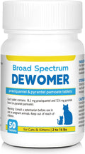 Dewormer for Cats and Kittens, Broad Spectrum for Worms，Removal of Tapeworms, Hookworms & Roundworms, 50 Tablets