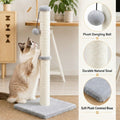 Dimaka 29" Height Tall Cat Scratching Post, Claw Scratcher with Sisal Rope and Covered with Soft Smooth Plush, Vertical Scratch [Full Strectch] for Standard Size Cats(Grey, 29 inches for All Cats)