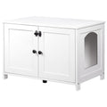 HOOBRO Litter Box Enclosure, Cat Litter Box Furniture with Removable Divider, Large Hidden Litter Box Furniture, Wooden Cat House, End Side Table, 31" L x 17.5" W x 19.7" H, White WT03MW01G2
