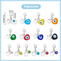 DELORIGIN 14pcs Heart Evil Eye Collar Pendants for Cat Dog Alloy Glazed Pet Collar Pendants Clip-on Dog Paw Pet Puppy Collar for Bag Keychain Jewelry Making Training Home Decor
