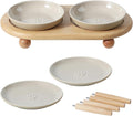 Havniva Cat Bowls Elevated 5.6” Ceramic Cat Bowl with Stand Whisker Friendly Shallow Cat Dishes, Cat Food & Water Bowl Set with Two Heights Options, Anti-Slip Raised Cat Food Bowl for Kitten