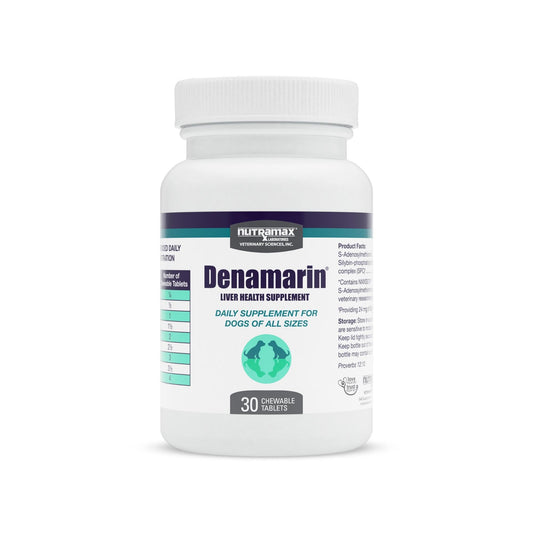 Nutramax Denamarin for Dogs, Liver Health Supplement with S-adenosylmethionine (SAMe) plus Silybin, Liver Support for Dogs, Chewable Tablets, 30 Count