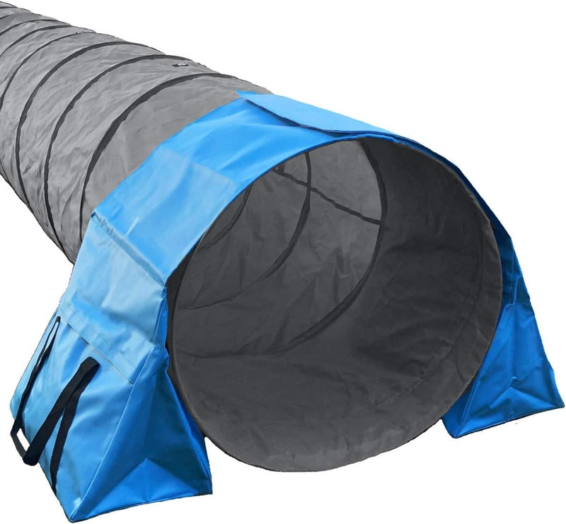 Rise8 Non-constricting Saddlebags for stabilizing Dog Agility Tunnel (Blue)