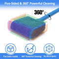 Fish Tank Cleaner with Five Sided Sponge Brush and Long Handle Aquarium Scrubber Alage Scraper for Glass Aquariums Terra