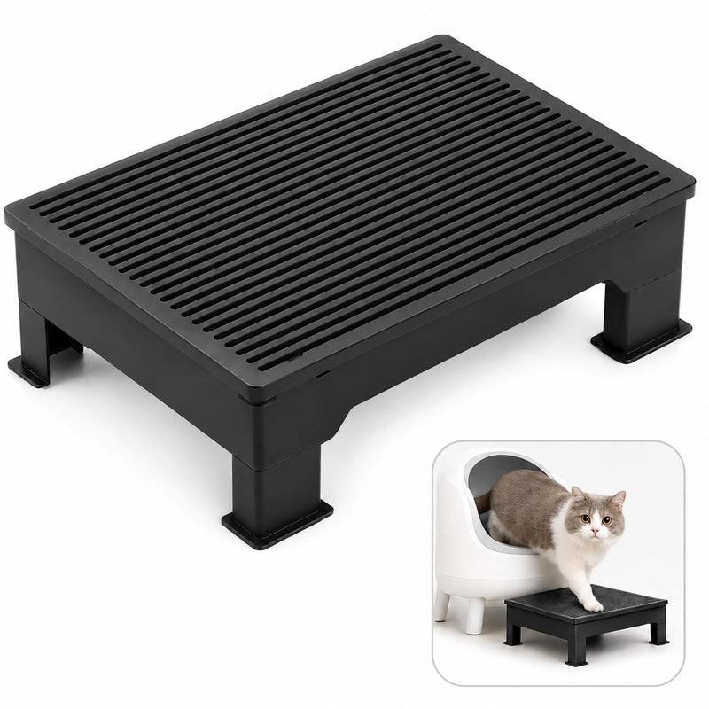 Litter Box Step for Automatic Litter Boxes, Double-Layer Litter Trapper Step Platform, Adjustable 3.5