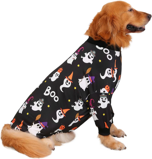 HDE Dog Pajamas One Piece Light Comfy Pjs Pet Costume M-3XL Cute Ghost 3XL
