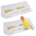 Pawfly 2 Pack Bird Feeder for Cage Hanging Plastic Feeder with Hooks Water Dispenser with Perches for Small Parakeet Cockatiel Canary Parrot