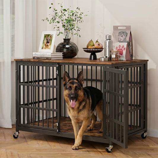 Boldbone 38 inch Dog Crate Furniture, Heavy Duty Dog Kennel Indoor for Large Dogs, Escape-Proof and Chew-Proof Wooden Dog Cage for high Anxiety Dog, Decorate House as TV Stand, End Table