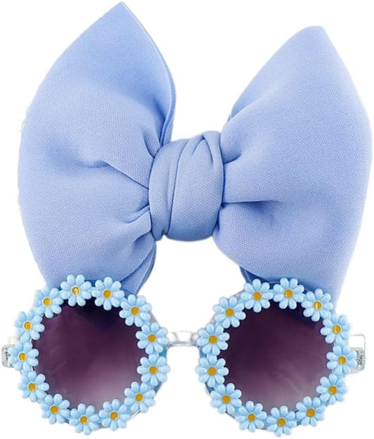 2Pcs/Set Pet Dog Bow Headband Sunflower Sunglasses Cute Summer Beach Pet Accessories Dog Cat Party Costume Photo Props