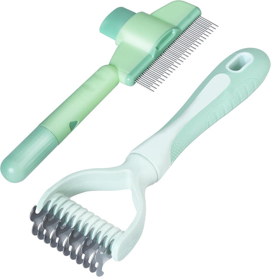 Pet Hair Removal Comb,New Cat Brush with Release Button,Pet Grooming Brush for Short&Long Pet Hair,Deshedding Brush for 