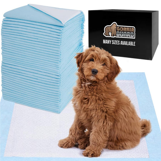 Gorilla Guard Disposable Puppy Pads, 100 Count 22x22 in, 5 Layer Pee Pads for Dogs, Absorbent Diaper Changing Pad, Dog Potty Training Supplies, Quick Dry Pet Housebreaking Essentials for Puppies