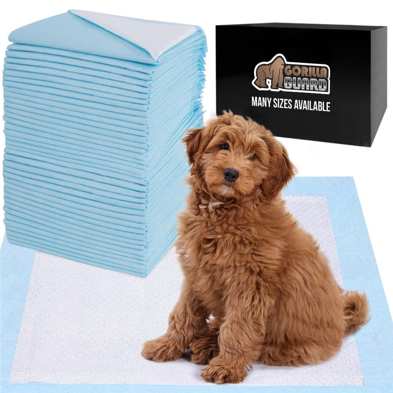 Gorilla Guard Disposable Puppy Pads, 100 Count 22x22 in, 5 Layer Pee Pads for Dogs, Absorbent Diaper Changing Pad, Dog Potty Training Supplies, Quick Dry Pet Housebreaking Essentials for Puppies