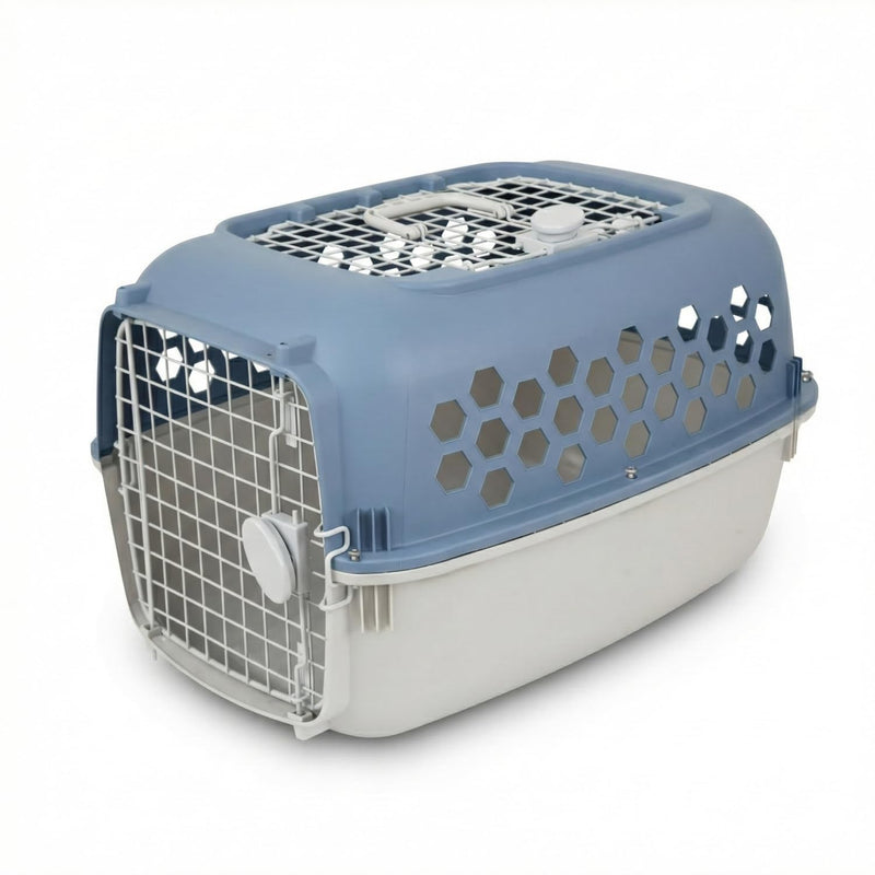 Cat Carrier Hard for Small Dogs & Cat Carriers, Top Load & Front Entry Travel Crate, Ventilation & Security Lock for Small Pets up to 30lbs, Durable Small Animal Cage, 24in, Blue
