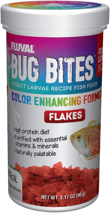 Fluval Bug Bites Color Enhancing Fish Food for Tropical Fish, 3.17oz, Brown