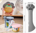 Cat Dog Food Can Lids Spoons - Cute Paw Silicone Pet Cans Lids Covers for Dog Cat Food Cans / Can Opener Cat Food Spatula Spoons for Wet Food / Cat Treat Spoon for Lickable Squeeze up Treats, Grey