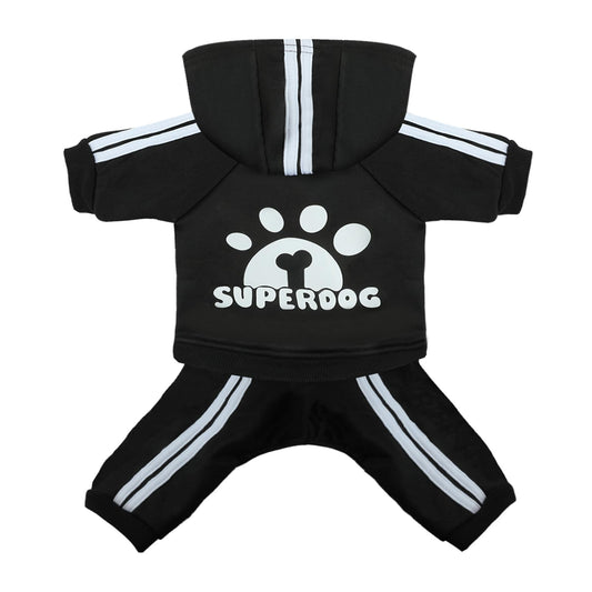 LONTEPET Dog Hoodie 4 Legs Jumpsuit for Small Dogs Puppy Clothes Dog Pullover Sweatshirt Cotton Doggie Winter Coat Cat Apparel（Small，Black）