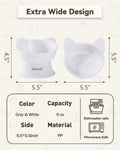 MateeyLife Elevated Cat Bowls, 2P Raised Food and Water Bowl Set for Indoor Cats & Small Dogs, Whisker Fatigue Cat Bowl, Anti Vomit Feeding Pet Bowls, 6 oz Each, Dishwasher Safe - White & Grey