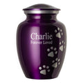 Best Friend Services Ottillie Paws Premier Series Pet Urn for Dogs with Personalized Laser Engraving (Medium - Pets up to 65 lbs, Amethyst Purple with Vertical Pewter Paws)