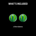 Dichro Green Glass Sphere Marbles (Pack of 2) | Two 6mm Marbles | Solid Borosilicate Glass Spheres with Dichroic Green L