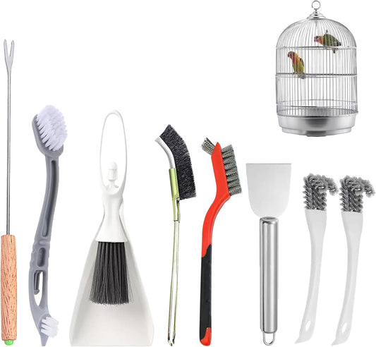 Bird Cage Cleaning Brush Tool Set, Bird Cage Cleaner, Suitable for Bird Cages, Rabbit Cages, Hamster Cages, Parrot Cages